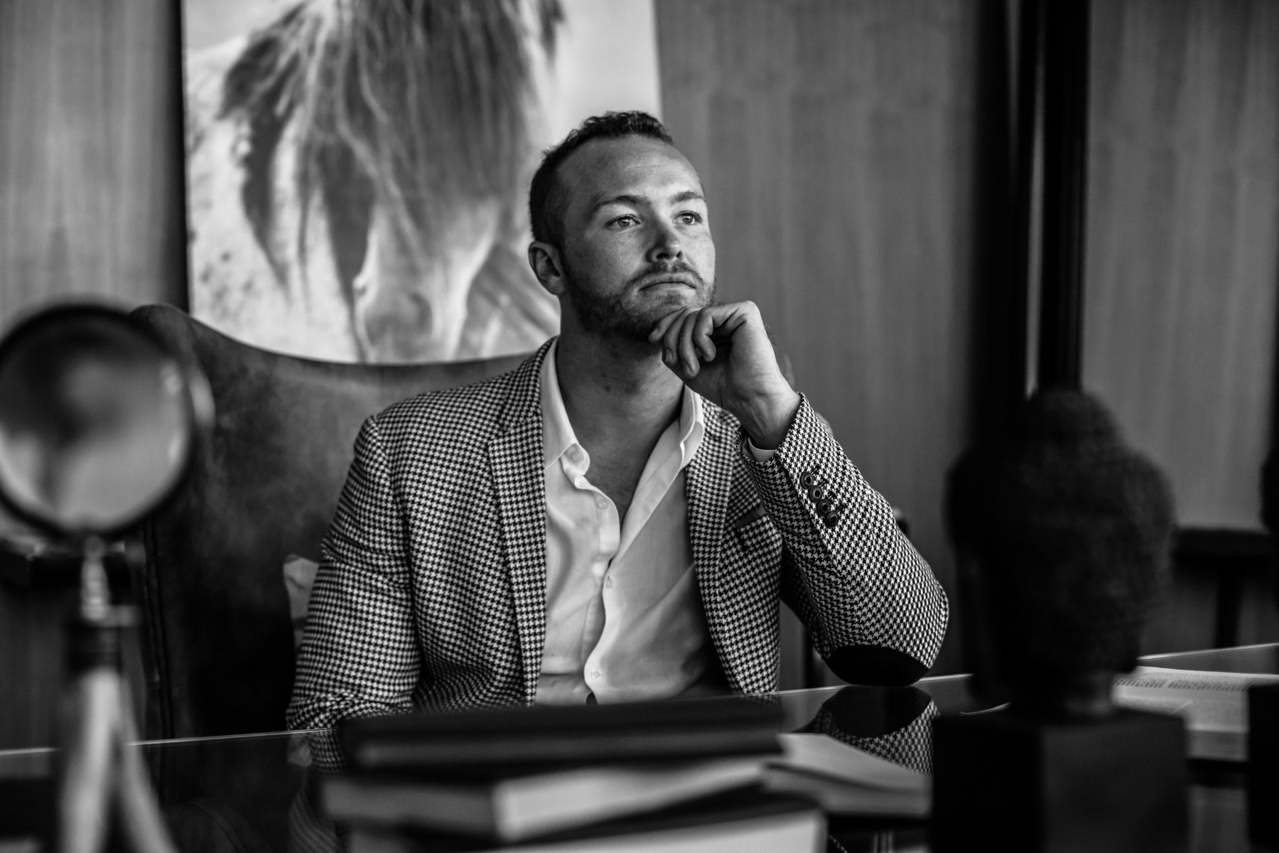 Oliver Thornton working at a desk